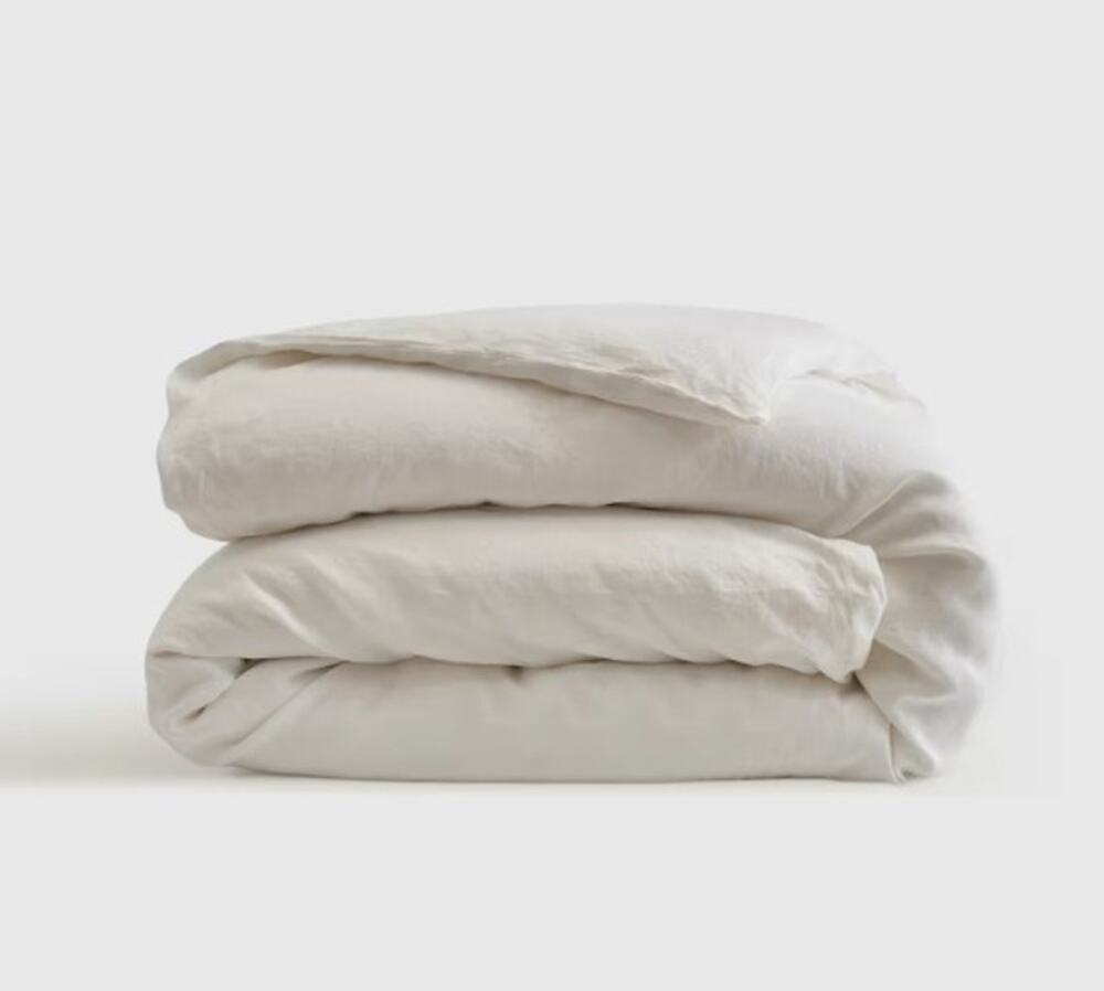 NEW Quince European Linen Duvet Set Cover ONLY Full Queen WHITE NO SHAMS